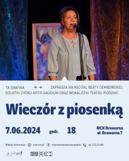 Tomaszów Mazowiecki Wydarzenie Koncert "Wieczór z piosenką" recital Beaty Dembowskiej